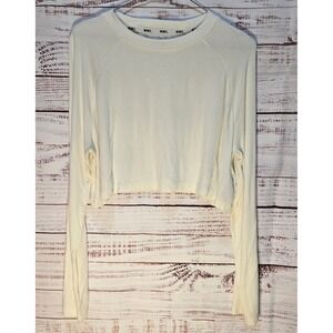 Madewell Cropped Long Sleeve Top Cream Women's XS‎ Ribbed MWL